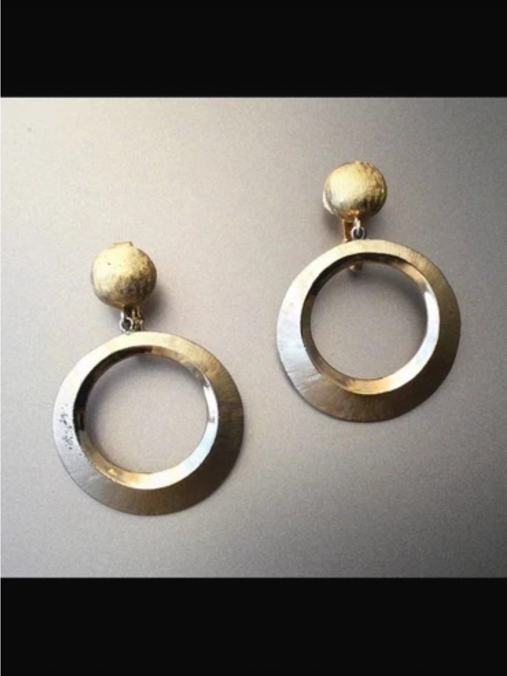 Vintage Gold Open Circle Drop Earrings - Gold
